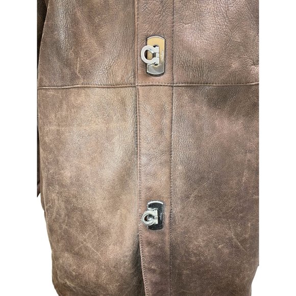 100% Authentic Salvatore Ferragamo Men's Lamb's Shearling Brown Jacket sz50 - Picture 3 of 16